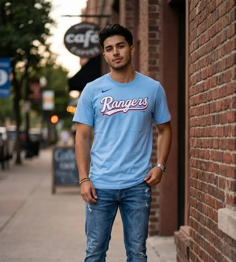 Nike Texas Rangers MLB T-Shirt Jon Gray #22 Men's Large Blue Baseball Fan Tee L